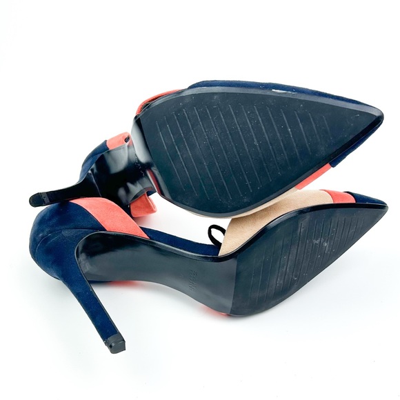 Zara D’orsay Color Block Tri Color Suede Pump Heel Size 41 - Picture 11 of 12